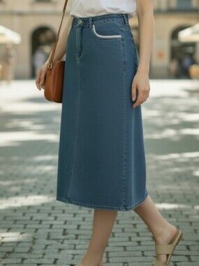 BE GIRL Classic Blue Denim Pencil Skirt